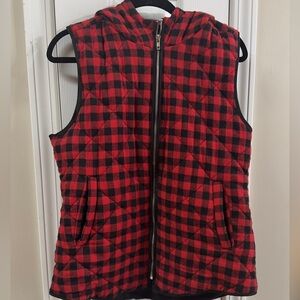 Quinn Red and Black Plaid Vest (mix15)